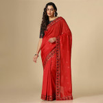 Floral Printed Zari Saree