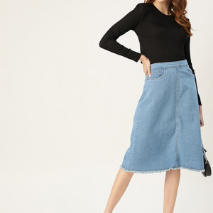 Blue Denim A-Line Skirt