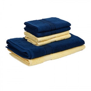 Set Of 6 Solid Pure Combed Cotton Super-Soft Terry Towel Set