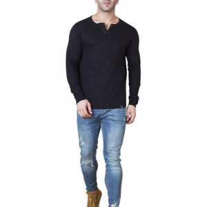 Men's Cotton Henley Neck Full Sleeve Regular Fit T-Shirt