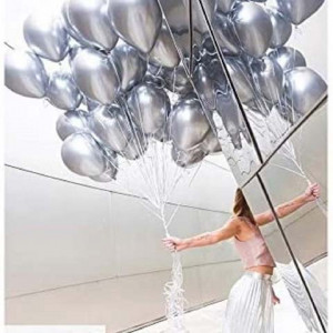 100 Pieces Grey Metallic Birthday Party Balloons