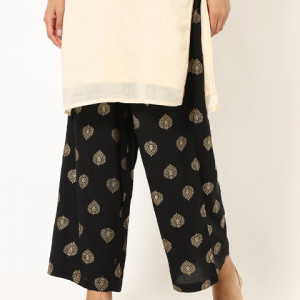 Block Print Palazzos with Elasticated Waistband