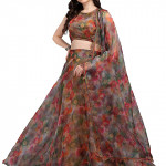 Women's Organza Digital Print Semi-Stitched Lehenga choli