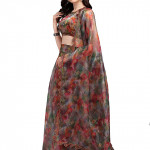 Women's Organza Digital Print Semi-Stitched Lehenga choli